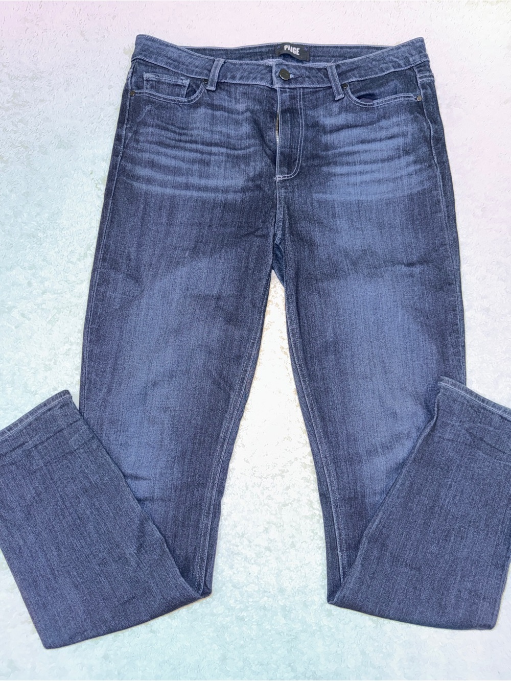 PAIGE Straight Leg Dark Blue Jeans